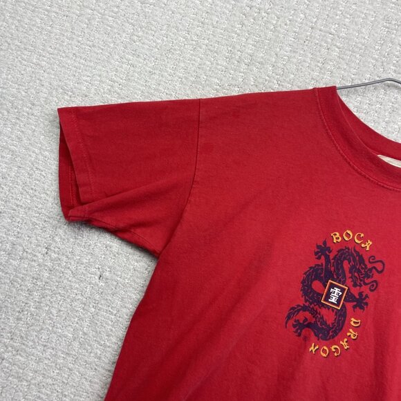 Y2K 2000s Boca Dragon Shirt Sz 5 Red Snowboarding Skate Tee - Picture 2 of 12